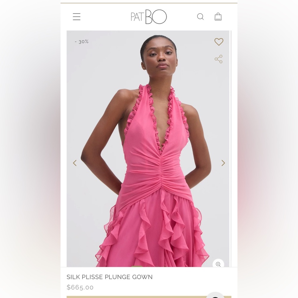 Patbo Silk Plisse Plunge Gown